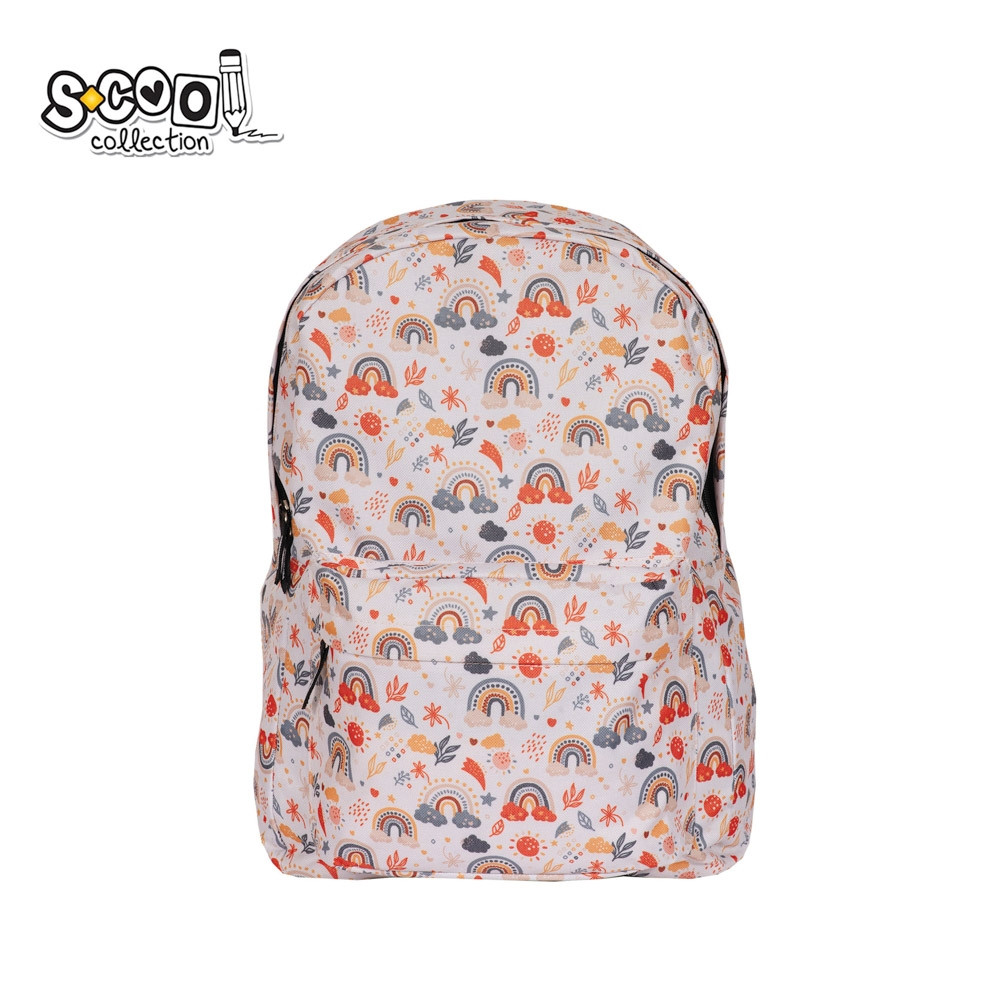 Ghiozdan cu imprimeu multicolor, volum 15L, fermoar, poliester impermeabil, 30x16x43 cm - imagine 4